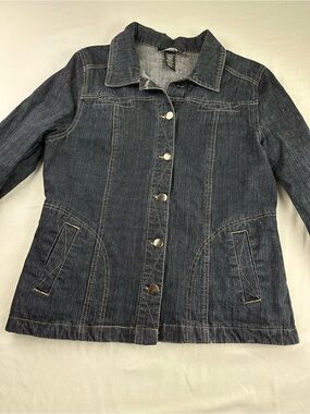 Laura Y2K Dark Wash Denim Jacket | Vintage 90s Grunge Indie Boho Minimal Sz 12